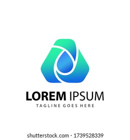 Modelo de diseño de logotipo de triángulo de caída de agua Premium