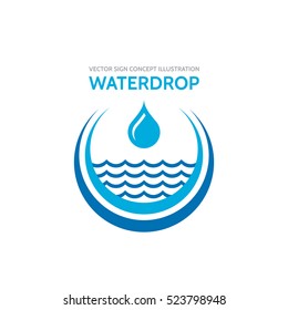 Water drop - vector business logo template concept illustration. Blue wave creative sign. Design element. 