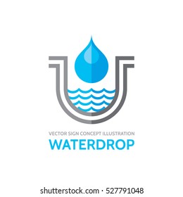 Water drop - vector business logo template concept illustration. Blue wave creative sign. Design element.