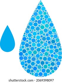 Water drop vector composition of circle dots in various sizes and color shades. Circle dots are organized into water drop vector composition. Abstract vector illustration.