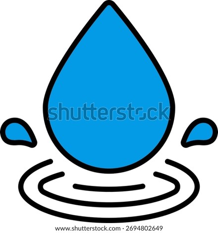 Water drop vector design in modern style, purity and environmental sustainability concept, clean resource illustration. Filled Line Icon