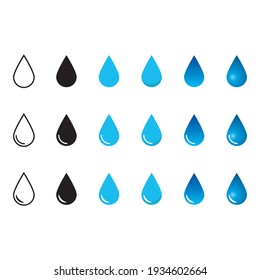 Icono plano del vector de caída de agua