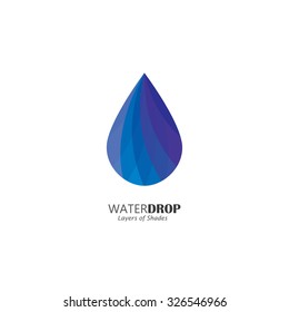 water drop vector icon in blue color with lines