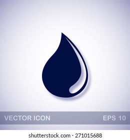 Water drop vector icon - dark blue illustration with blue shadow
