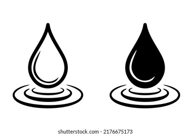 Icono del vector de caída de agua en fondo blanco
