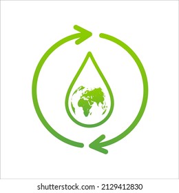 Water drop vector icon, Recycle and reusable clean water sign, Refill liquid symbol for sustainability and save the world concept, Vector illustration