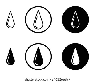 Conjunto de iconos de Vector de gota de agua. Icono de gotita de fluido para App ambientales y científicos.