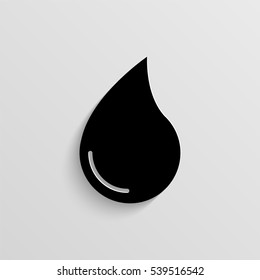 Water drop vector icon with  shadow