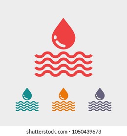 Water drop vector icon. The symbol of a liquid. Oil drop icon. Raindrop icon and weather symbol