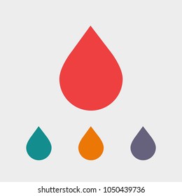 Water drop vector icon. The symbol of a liquid. Oil drop icon. Raindrop icon and weather symbol