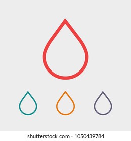 Water drop vector icon. The symbol of a liquid. Oil drop icon. Raindrop icon and weather symbol