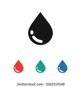 Water drop vector icon. The symbol of a liquid. Oil drop icon. Raindrop icon and weather symbol