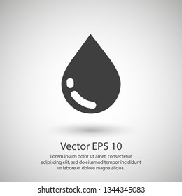 Water drop vector icon. The symbol of a liquid. Oil drop icon. Raindrop icon and weather symbol