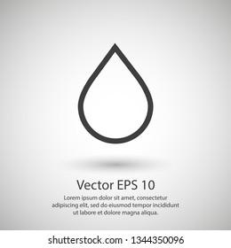 Water drop vector icon. The symbol of a liquid. Oil drop icon. Raindrop icon and weather symbol