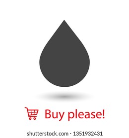 Water drop vector icon. The symbol of a liquid. Oil drop icon. Raindrop icon and weather symbol