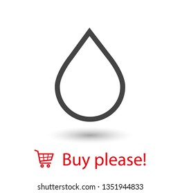Water drop vector icon. The symbol of a liquid. Oil drop icon. Raindrop icon and weather symbol