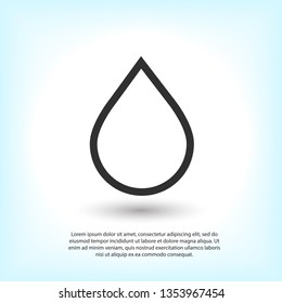 Water drop vector icon. The symbol of a liquid. Oil drop icon. Raindrop icon and weather symbol