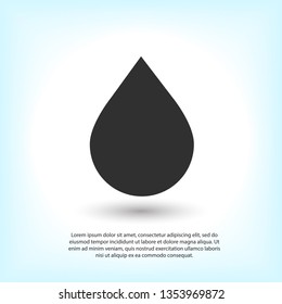 Water drop vector icon. The symbol of a liquid. Oil drop icon. Raindrop icon and weather symbol