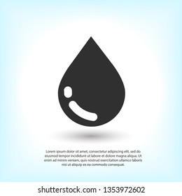 Water drop vector icon. The symbol of a liquid. Oil drop icon. Raindrop icon and weather symbol