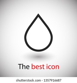 Water drop vector icon. The symbol of a liquid. Oil drop icon. Raindrop icon and weather symbol