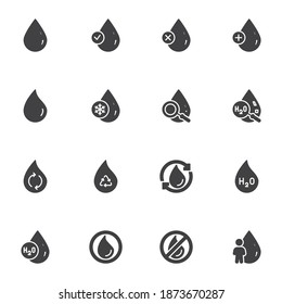Water drop vector icons set, modern solid symbol collection, filled style pictogram pack. Signs, logo illustration. Set includes icons as blood Drop, raindrop, pure droplet