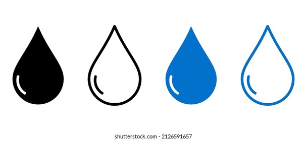 Water drop vector icons set. Flat style water or oil drop symbol
