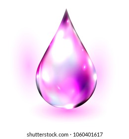 Water drop vector illustration. Clean water drop isolated on white. Falling water drop. Vector water drop.