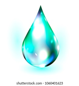 Water drop vector illustration. Clean water drop isolated on white. Falling water drop. Vector water drop.