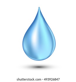 Water drop vector illustration. Clean isolated on white. Falling .