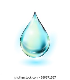 Water drop vector illustration. Clean water drop isolated on white. Falling water drop. Vector water drop.The template vector.