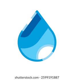 water drop vector illustration flat design with light reflections, modern emoji illustration on white background