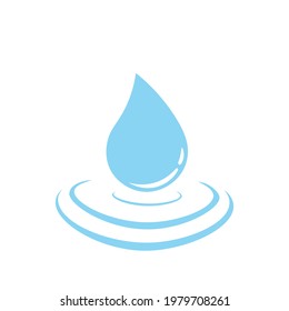 Water drop vector illustration isolated on white background. Company logo design template. Simple minimalist blue liquid droplet. Clean water icon, environment protection concept. Save water poster.