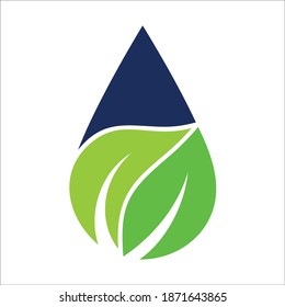water drop vector illustration on leaf background, creative logo design