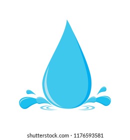 Water drop vector illustration. Water splash and water drop on light background. Flat design.