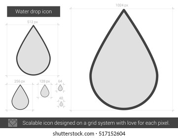 Water drop vector line icon isolated on white background. Water drop line icon for infographic, website or app. Scalable icon designed on a grid system.