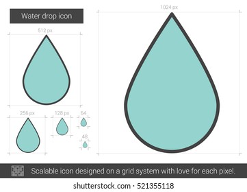 Icono de línea vectorial de caída de agua aislado en fondo blanco. Icono de línea de agua para infografía, sitio web o aplicación. Icono escalable diseñado en un sistema de cuadrícula.
