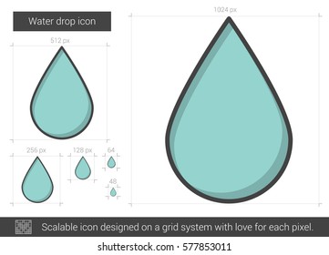 Icono de línea vectorial de caída de agua aislado en fondo blanco. Icono de línea de agua para infografía, sitio web o aplicación. Icono escalable diseñado en un sistema de cuadrícula.