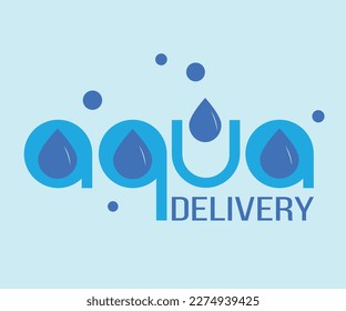 Water drop vector logo. Water delivery service isolated icon template. Water delivery service emblem