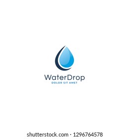 Water Drop Vector Logo Design in Abstract Shape with Gradient Shadow