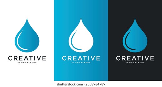 Water drop vector logo design. blue water droplet icon