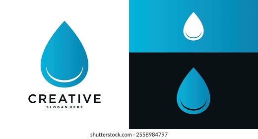 Water drop vector logo design. blue water droplet icon