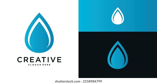 Water drop vector logo design. blue water droplet icon