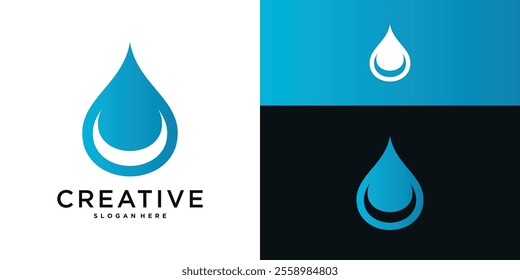 Water drop vector logo design. blue water droplet icon