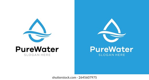 Design de logotipo de vetor de gota de água. Símbolo de Ilustração de Água Mineral Fresca para a Saúde.