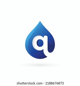 water drop vector logo with letter q sign