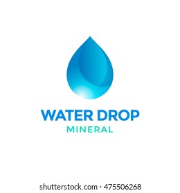 Water Drop Vector Logo Template. Modern Gradient Style Aqua Icon.