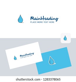 Water drop vector logotype with business card template. Elegant corporate identity. - Vector