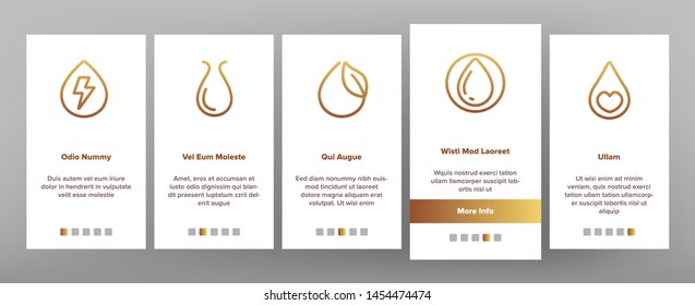 Water Drop Vector Onboarding Mobile App Page Screen. Water Drop with Dollar, Percentage, Recycling. Watering Crops in Agriculture, Sustainable Use, Dirty, Polluted Liquid Illustrations