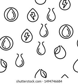 Water Drop Vector Seamless Pattern Thin Line Illustration