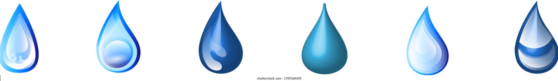 Water Drop Vector Set - Isolated On White Background. Vector Collection Of Flat Water Drop Logo. Icons For Droplet, Water Design, Rain, Raindrop, Company Logo And Drop Design